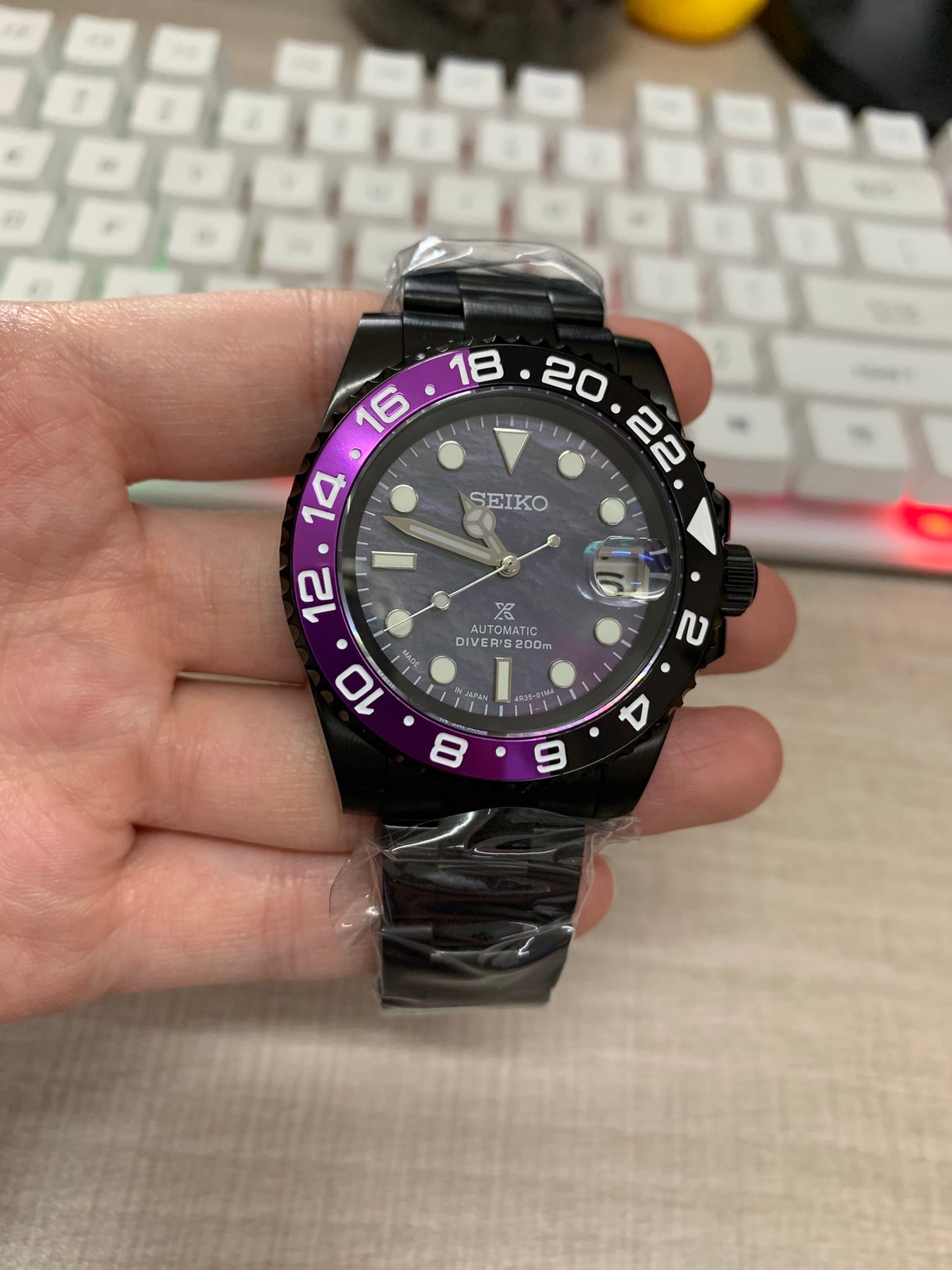 Submariner Black/Purple Mother of Pearl Dial Mod