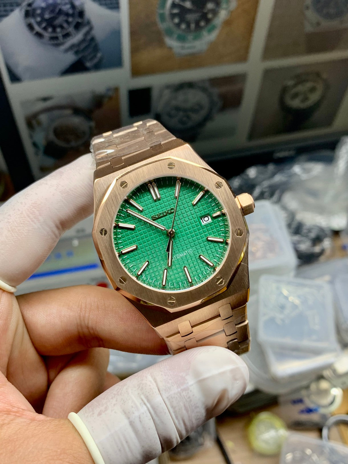 Royal Oak Rose Gold Green Dial Mod