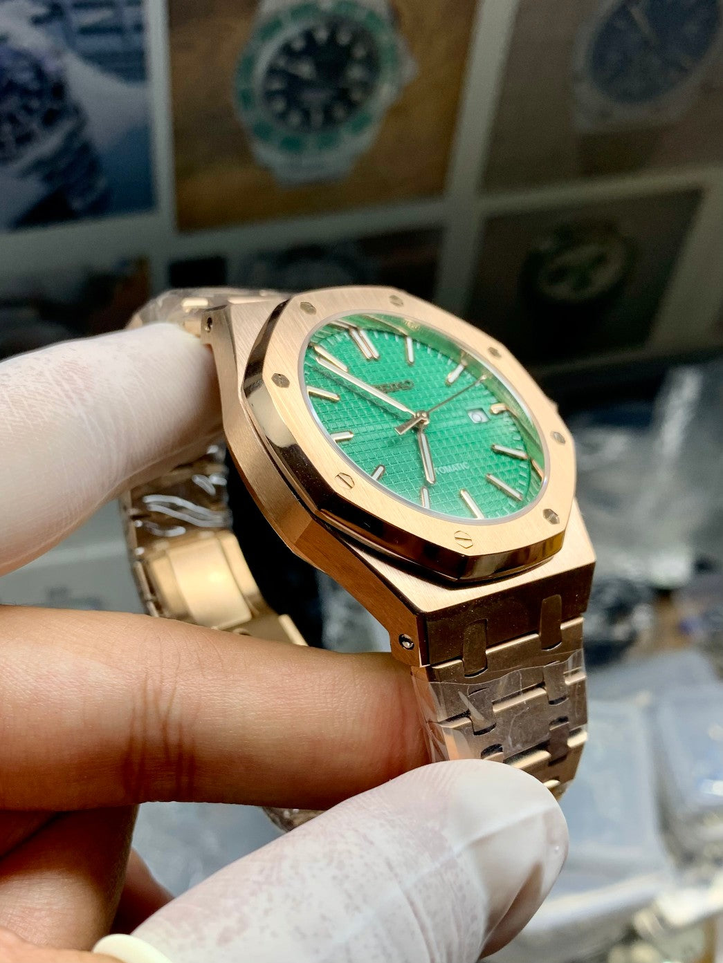 Royal Oak Rose Gold Green Dial Mod
