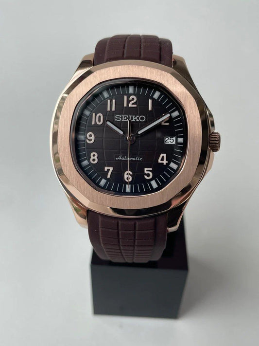 Aquanaut Rose Gold Rubber Brown Dial