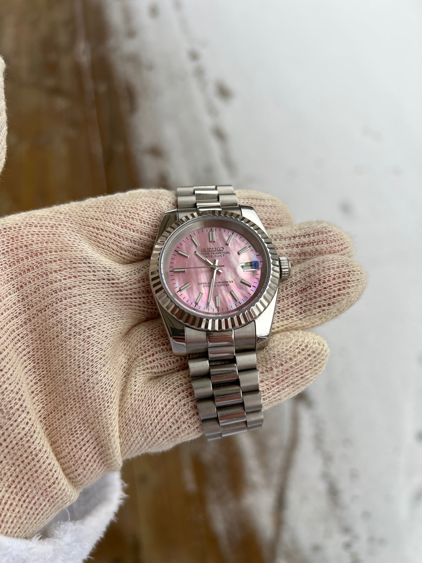 Datejust Presidential Pink Pearl Dial Mod