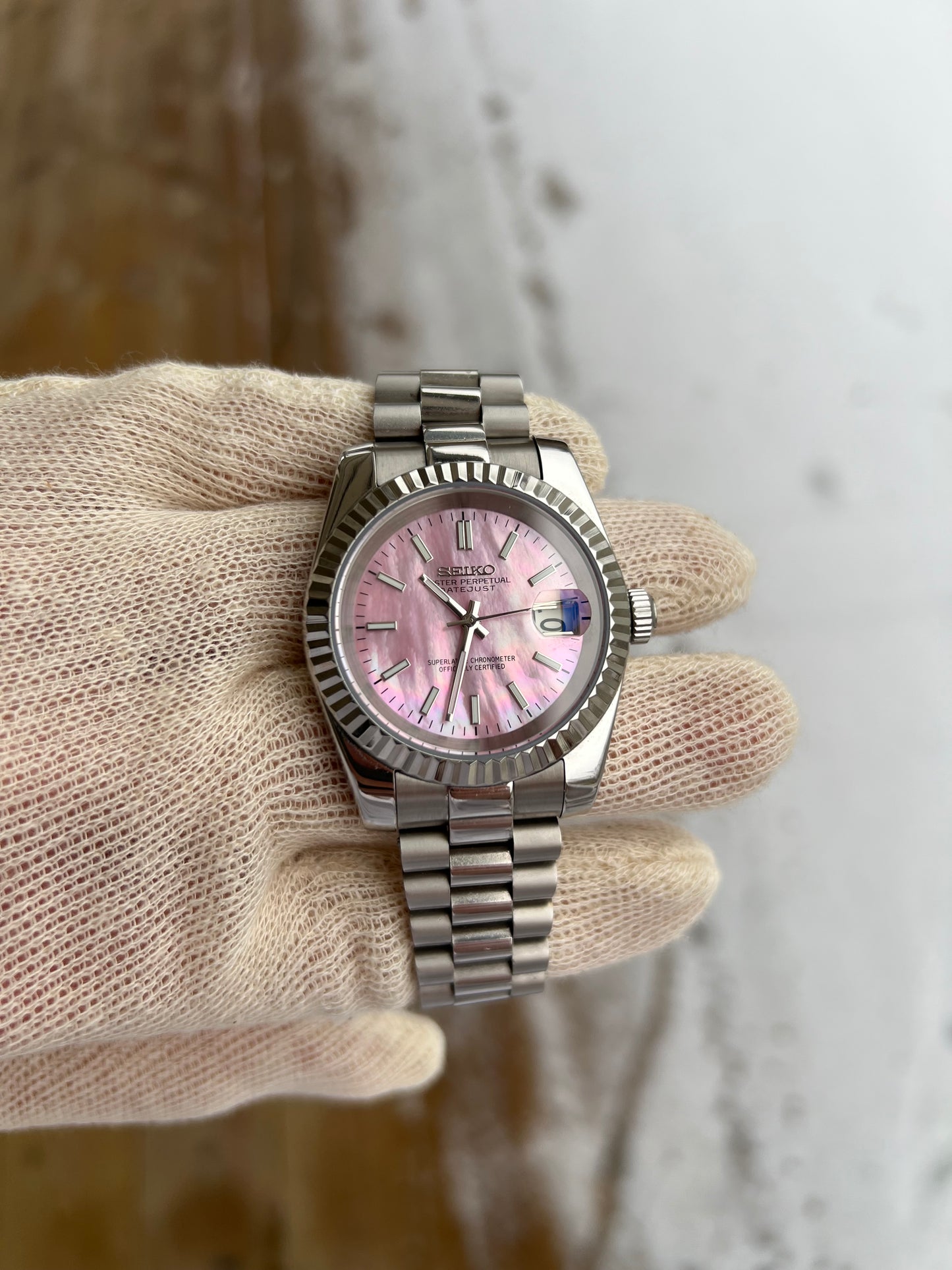Datejust Presidential Pink Pearl Dial Mod
