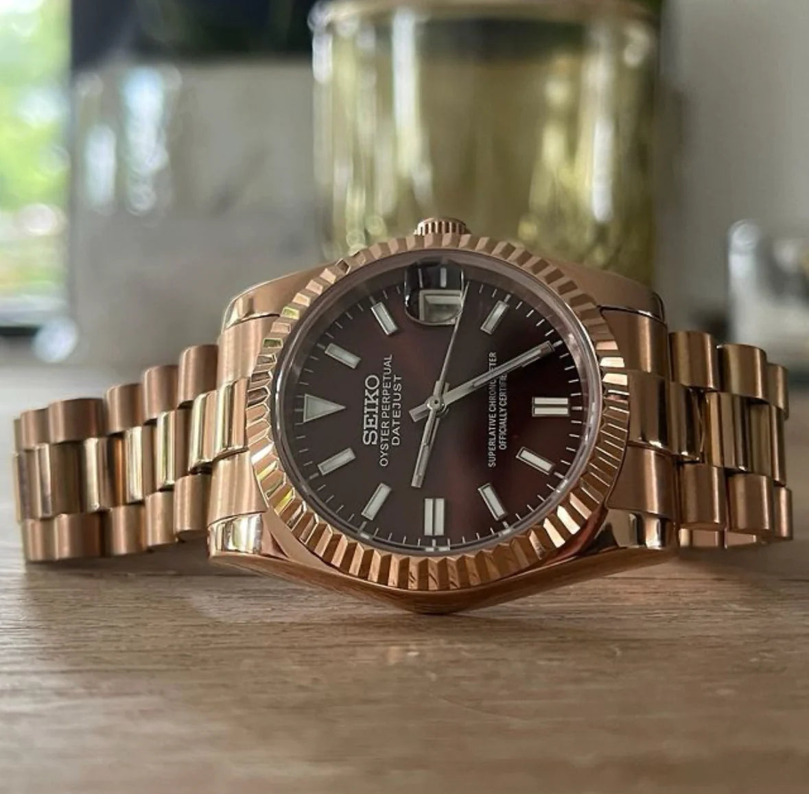 Datejust Rose Gold Chocolate Dial Mod