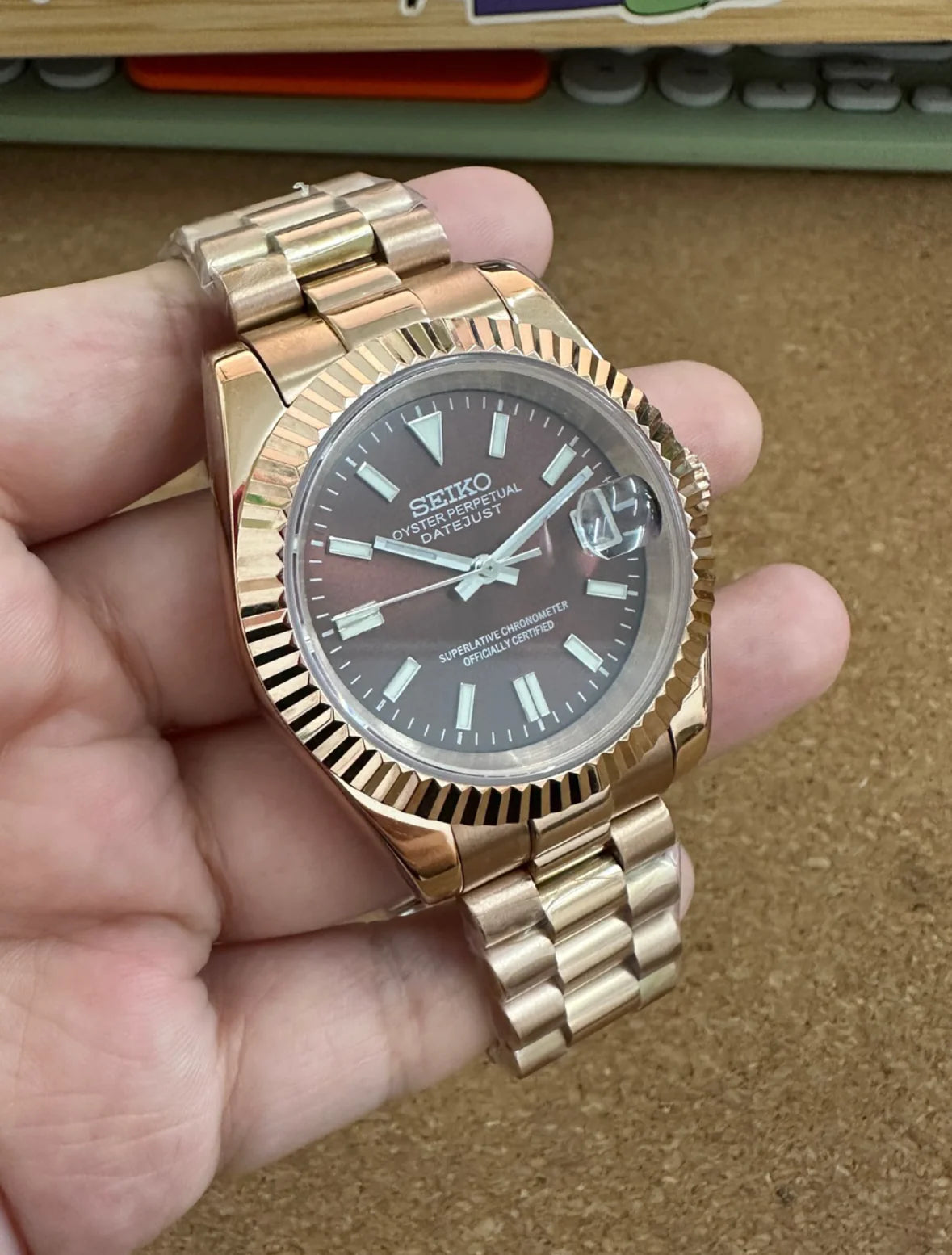 Datejust Rose Gold Chocolate Dial Mod