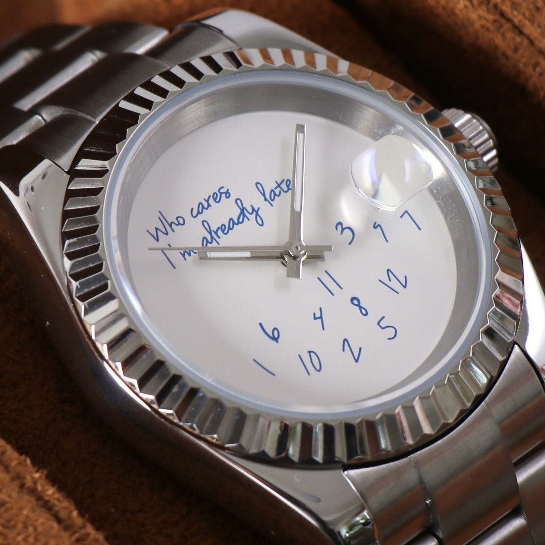 Datejust "Who cares I'm already late" White Mod