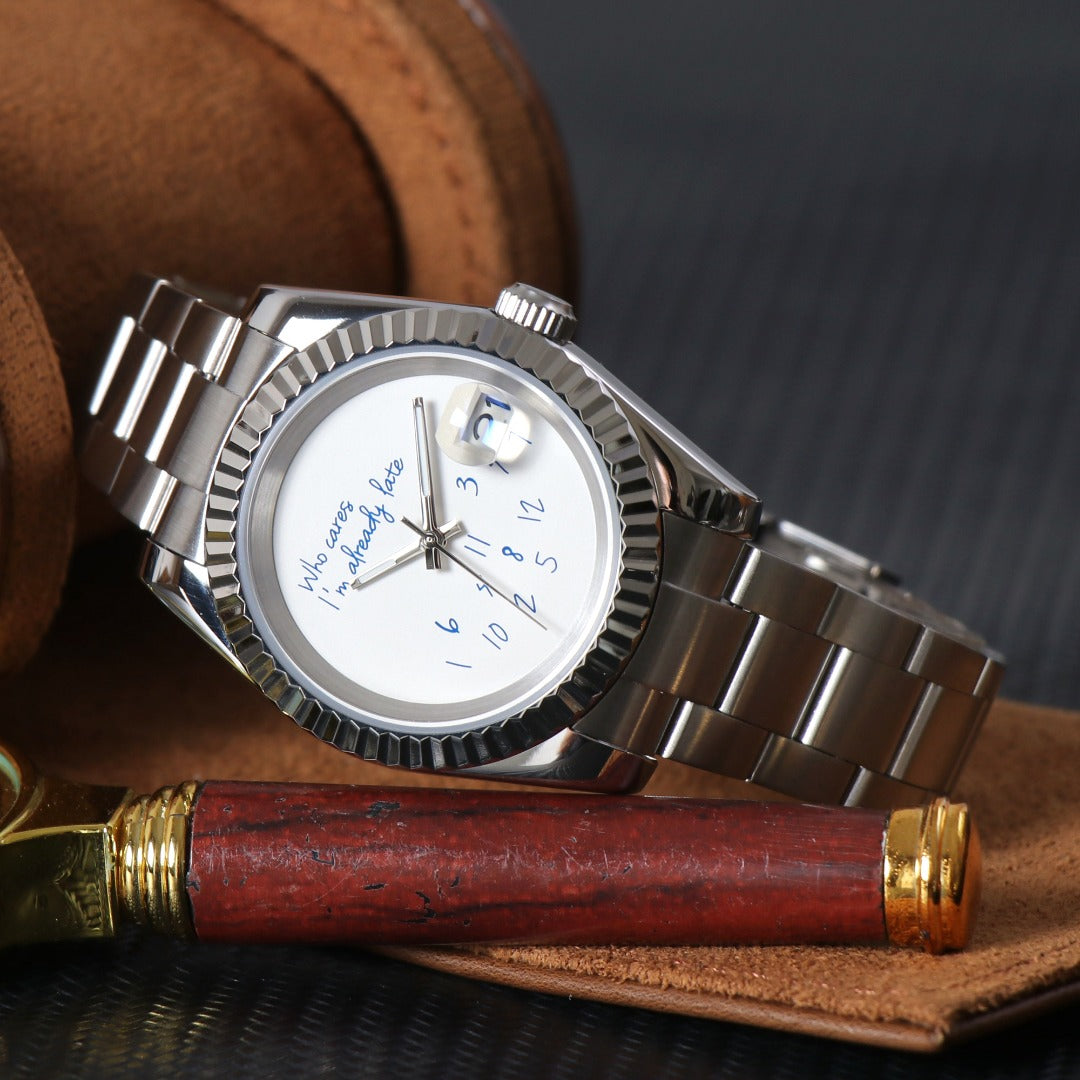 Datejust "Who cares I'm already late" White Mod