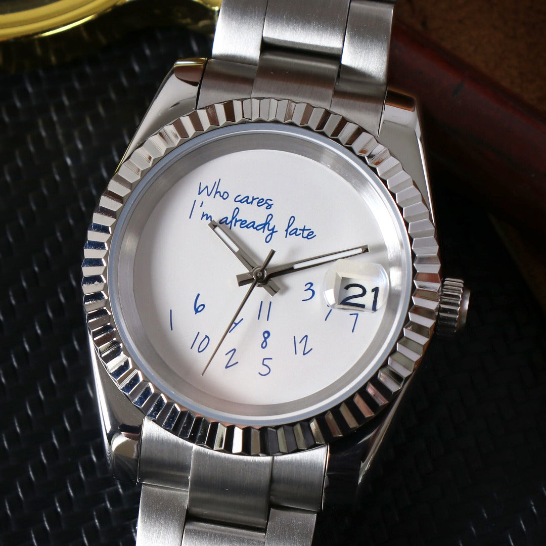 Datejust "Who cares I'm already late" White Mod