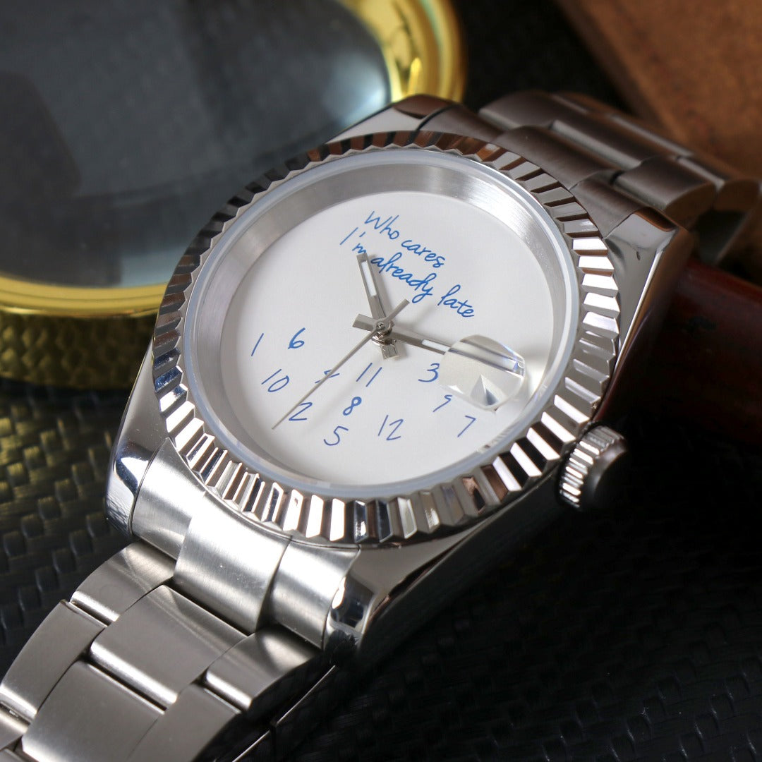 Datejust "Who cares I'm already late" White Mod