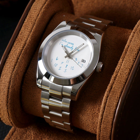 Datejust "Who cares I'm already late" White Mod Smooth Bezel