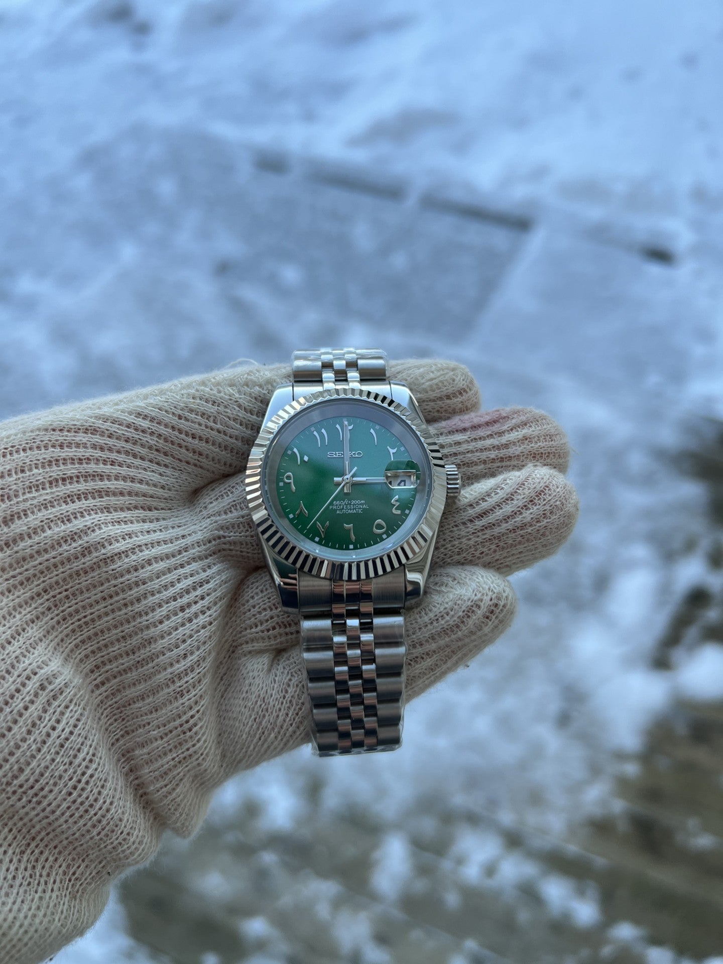 Datejust Fluted Bezel Arabic Green Dial