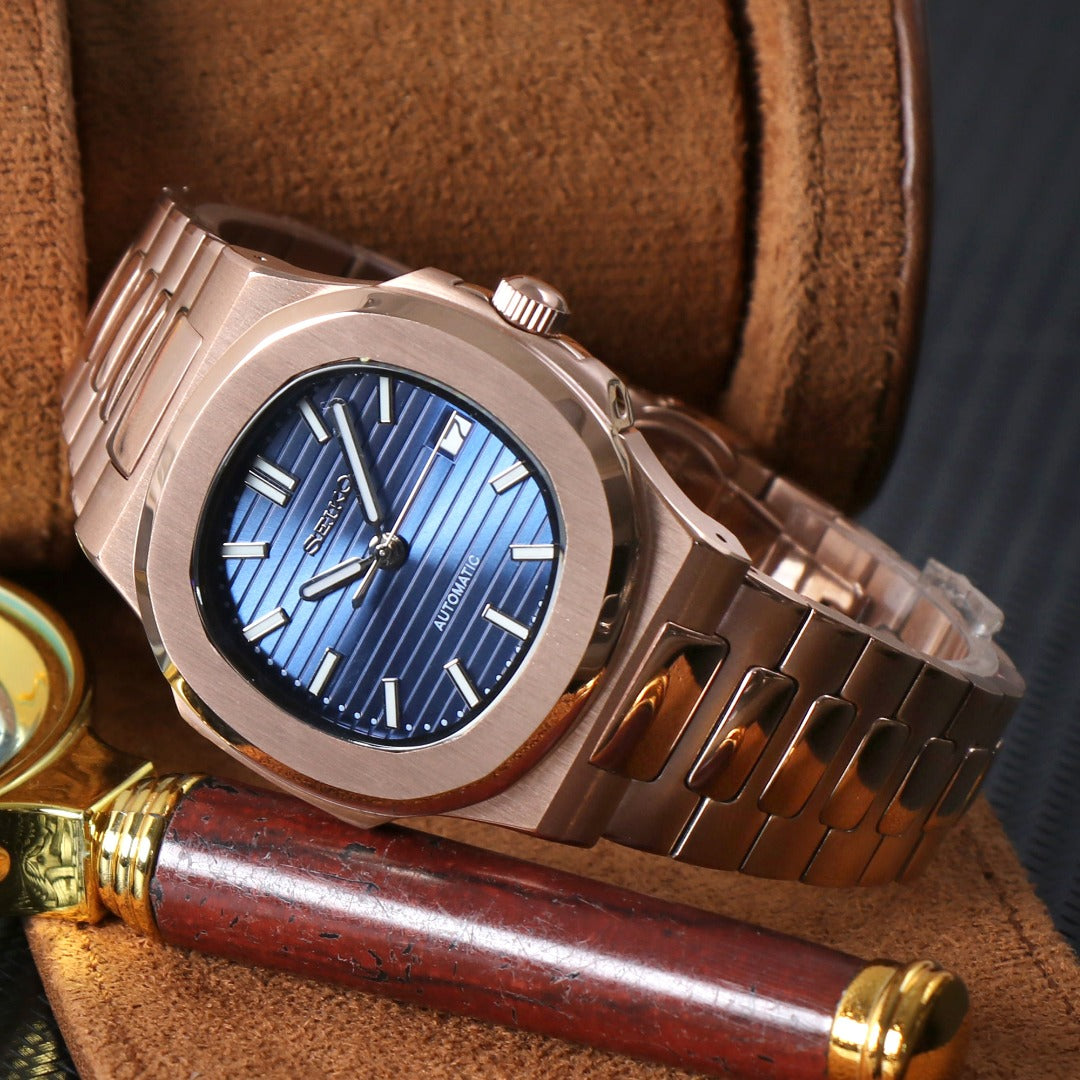 Nautilus Rose Gold Blue Dial Mod